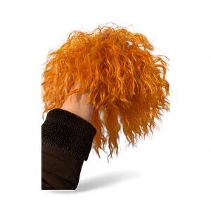 Purple Top‎ Hat With Green Satin Band & Orange Curly Wig Costume Set For Adults
